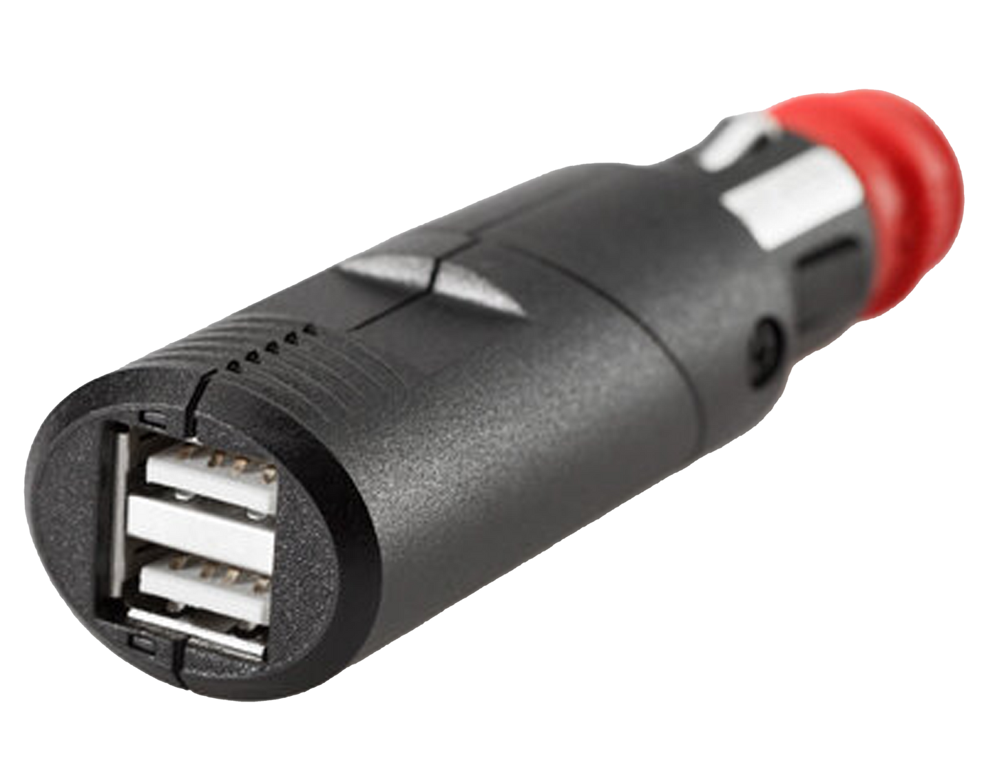 Conector universal con doble puerto USB Carcasa doblegable. 2 x 2.100 mA. 12 - 24 V.