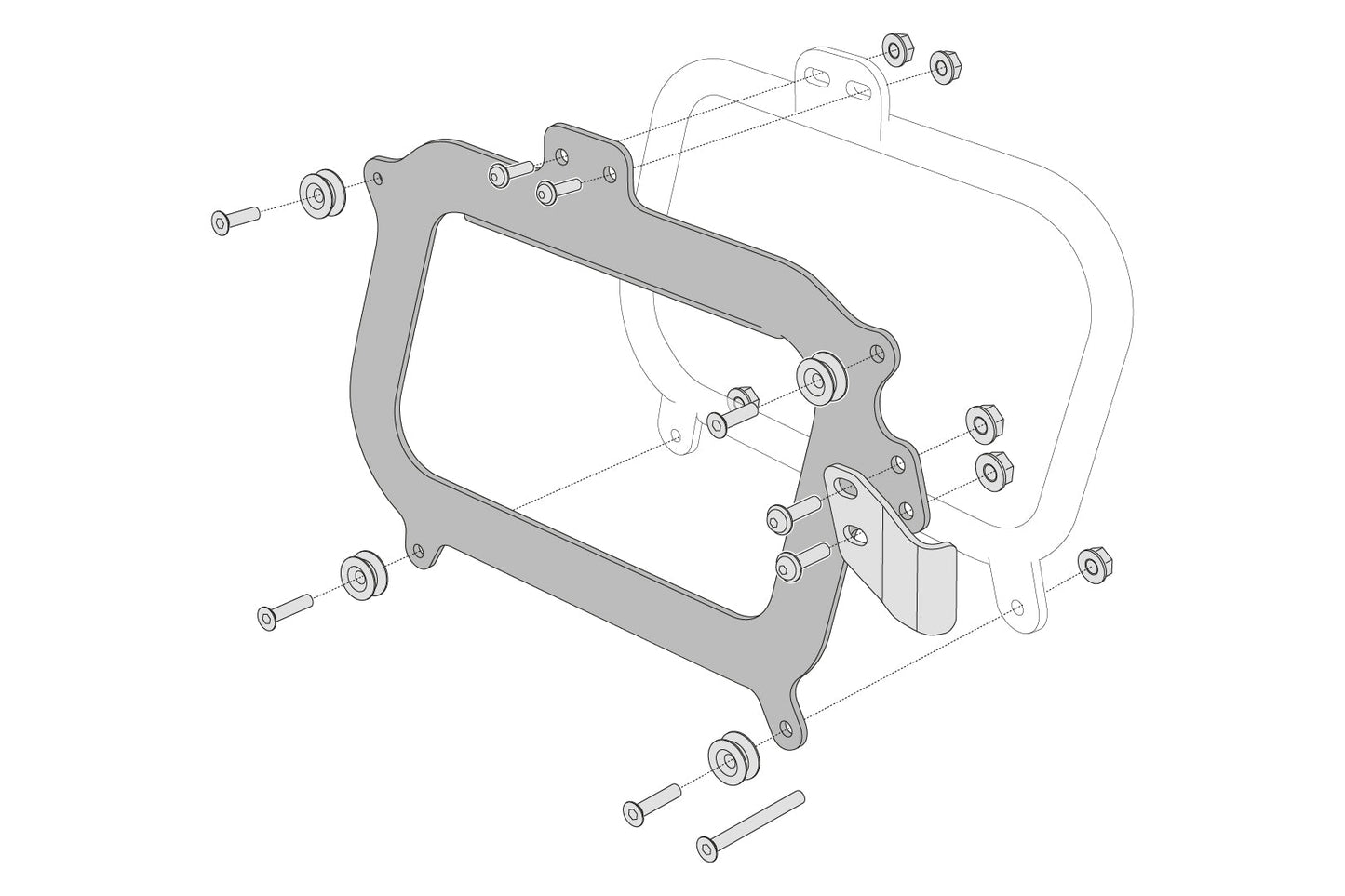 SW-MOTECH Kit adaptador para soportes originales GIVI Negro. Para maleta lateral TRAX. Por pares.