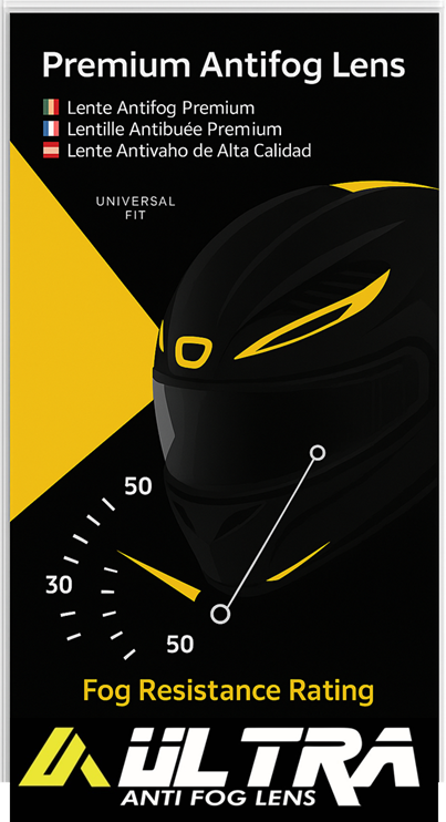 Mica antiempañante ULTRA para casco de motocicleta. MEDIANO