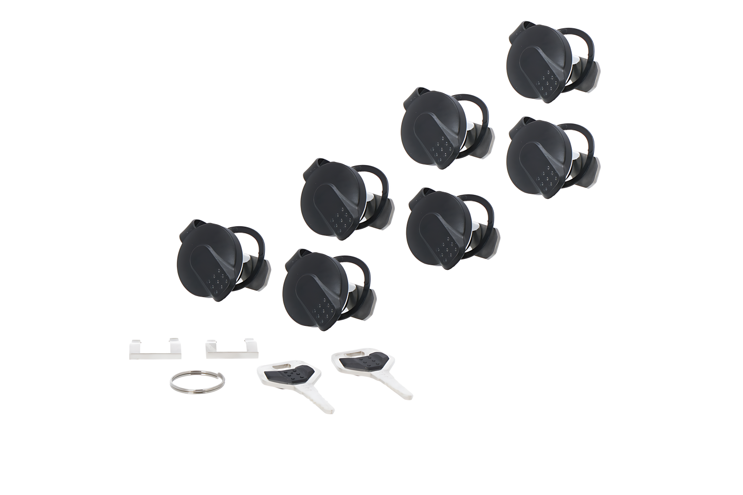 TRAX juego de cerraduras cilíndricas 7 cerraduras / 2 llaves. Cierre uniforme.