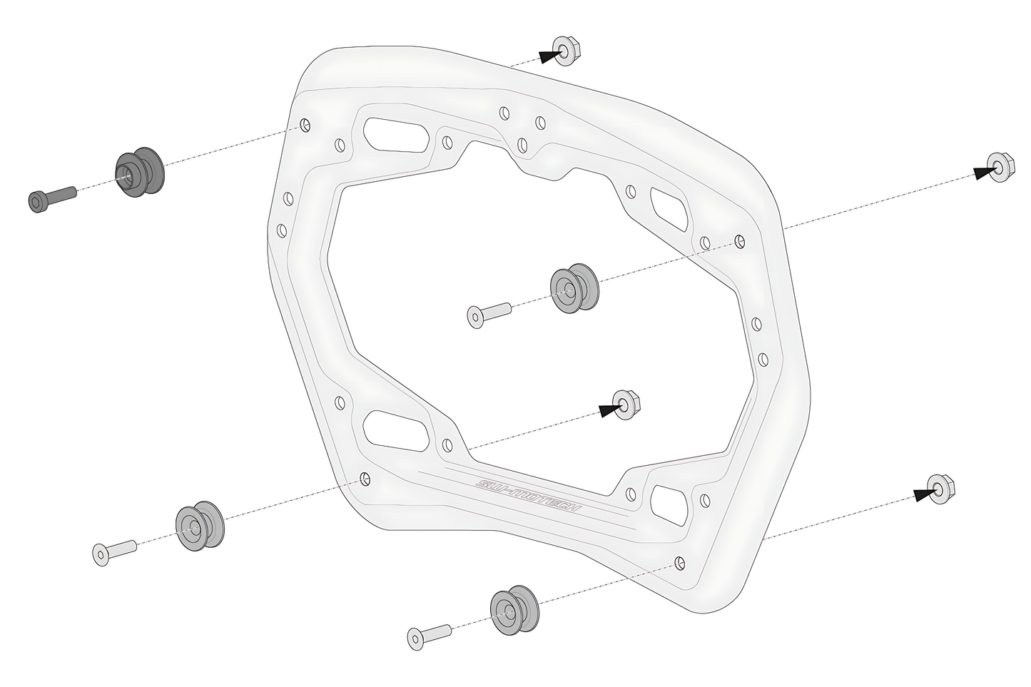Kit adaptador para soporte lateral PRO Para maletas laterales AERO ABS. Para 2 maletas.