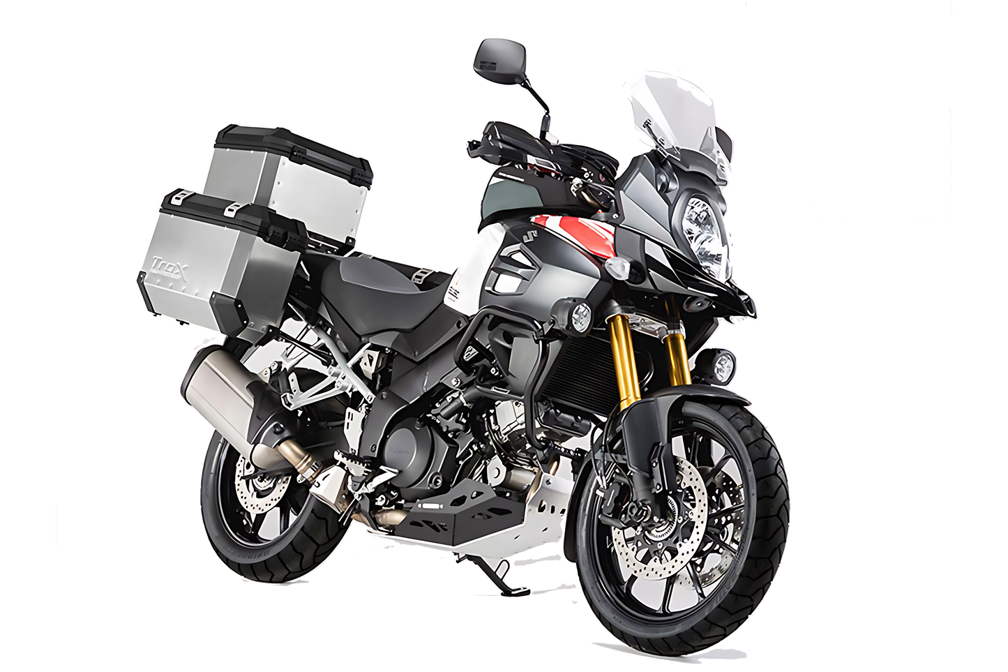 Protector de motor Negro/Plateado. Para V-Strom 1000 con crashbar.