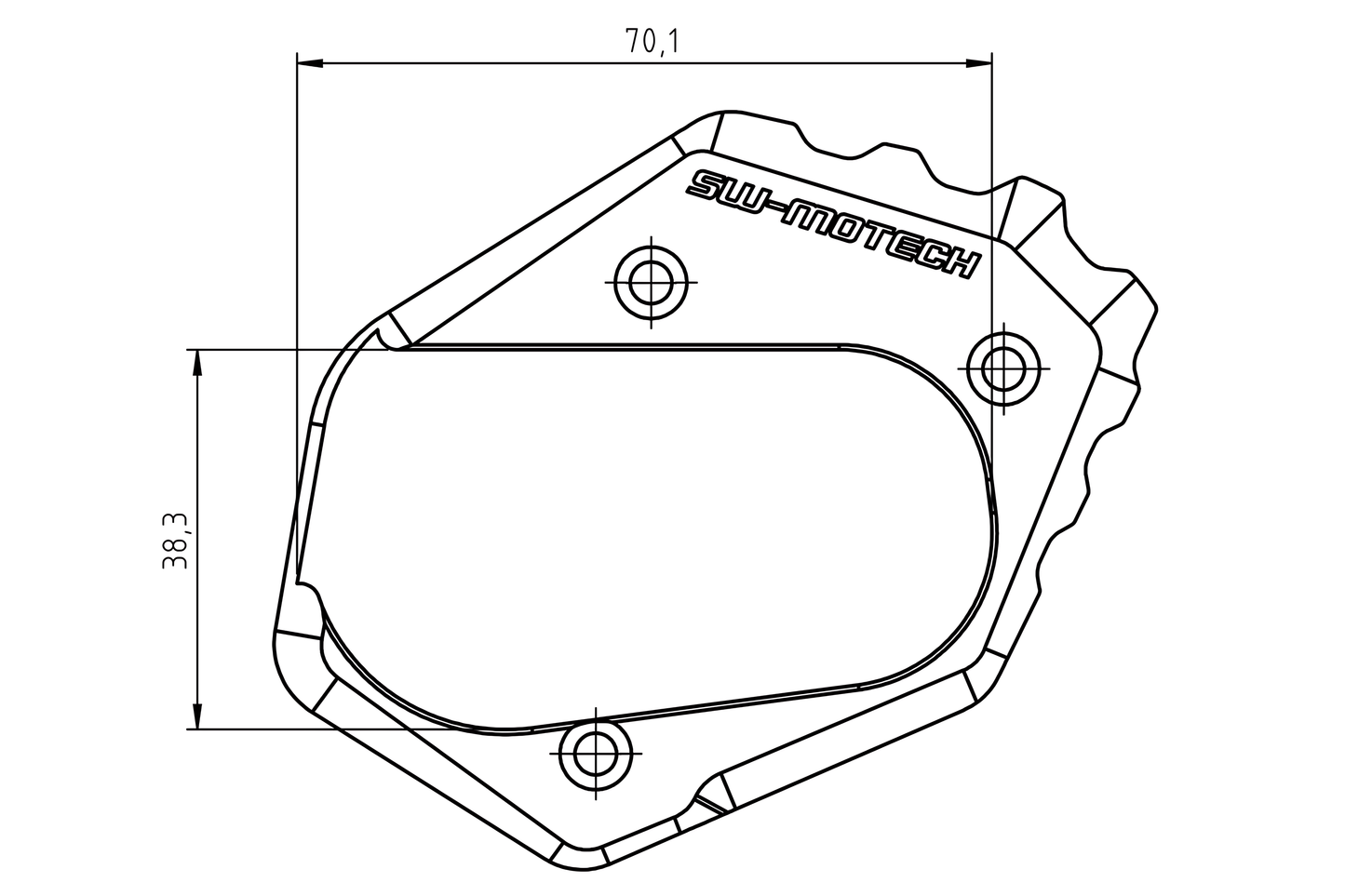 Extension para caballete lateral Negro/plateado. BMW R1200GS, R1250GS.