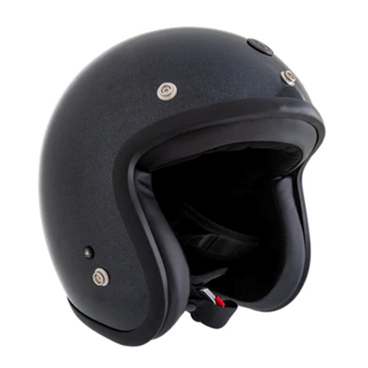 Casco Torc 3/4 Del Mar Negro Metálico Brillante