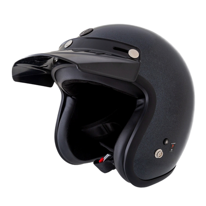Casco Torc 3/4 Del Mar Negro Metálico Brillante
