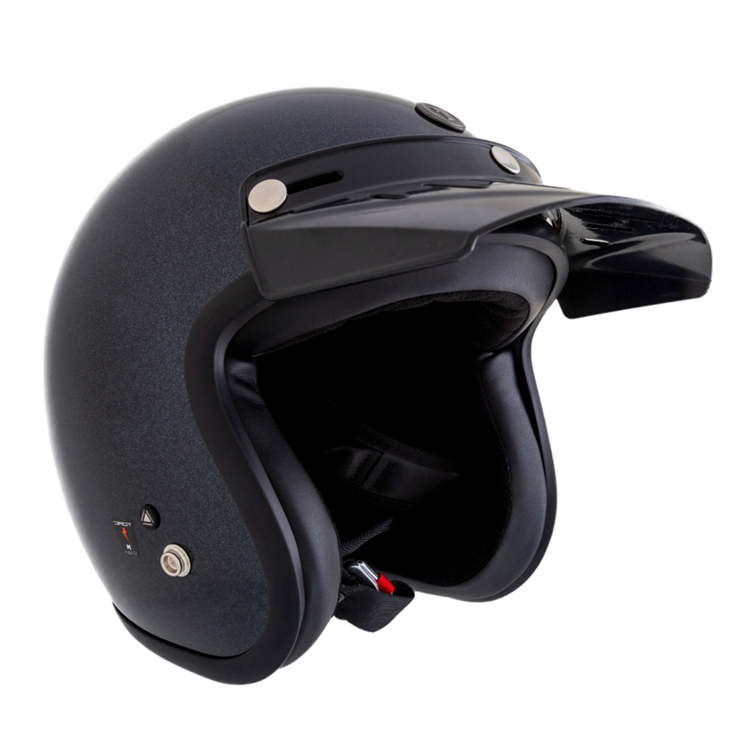 Casco Torc 3/4 Del Mar Negro Metálico Brillante