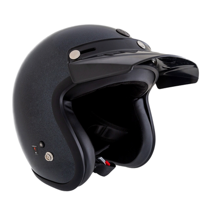 Casco Torc 3/4 Del Mar Negro Metálico Brillante