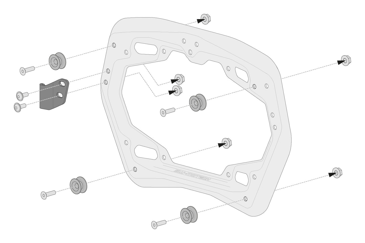 SW-MOTECH Kit adaptador para soporte lateral PRO Para maletas TRAX NANUK. Para 2 maletas.