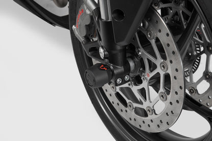 SW-MOTECH Kit de topes anticaidas para el eje delantero Negro. Yamaha MT-09/Tracer (13-16) XSR900/Abar.
