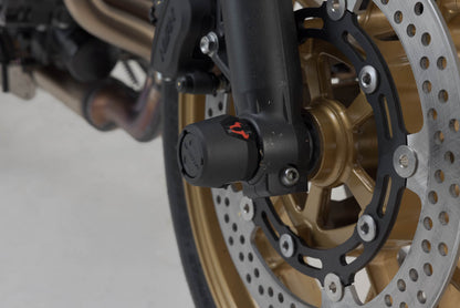 SW-MOTECH Kit de topes anticaidas para el eje delantero Negro. Kawasaki Z650 Ninja 650 Ninja 7 Hybrid.