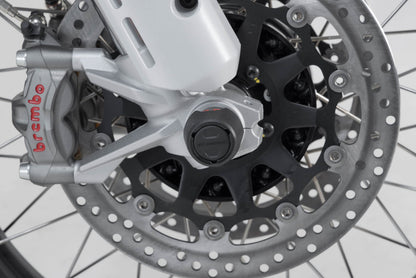 SW-MOTECH Kit de topes anticaidas para el eje delantero Negro. Modelos Ducati.