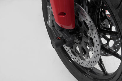 SW-MOTECH Kit de topes anticaidas para el eje delantero Negro. Ducati Multistrada V4 / Hypermotard 950.
