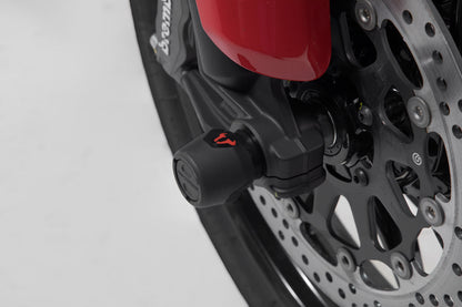 SW-MOTECH Kit de topes anticaidas para el eje delantero Negro. Ducati Multistrada V4 / Hypermotard 950.