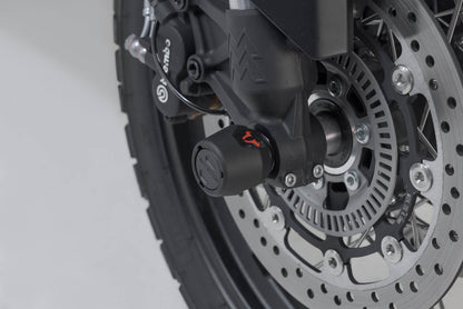 SW-MOTECH Kit de topes anticaidas para el eje delantero Negro. Moto Morini X-Cape 650 (21-).