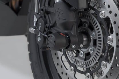SW-MOTECH Kit de topes anticaidas para el eje delantero Negro. Moto Morini X-Cape 650 (21-).