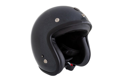 Casco Torc 3/4 Del Mar Negro Metálico Brillante