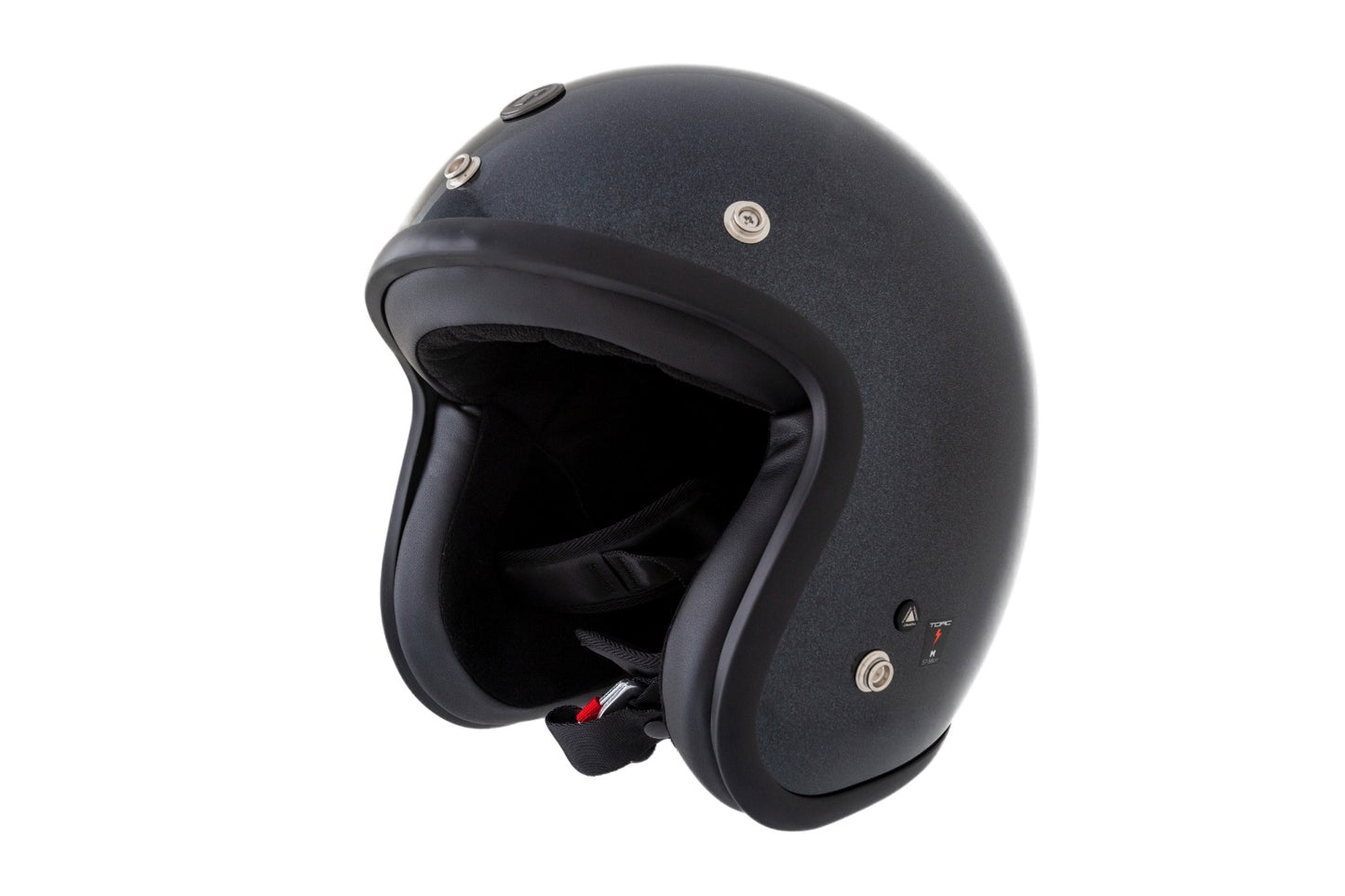 Casco Torc 3/4 Del Mar Negro Metálico Brillante