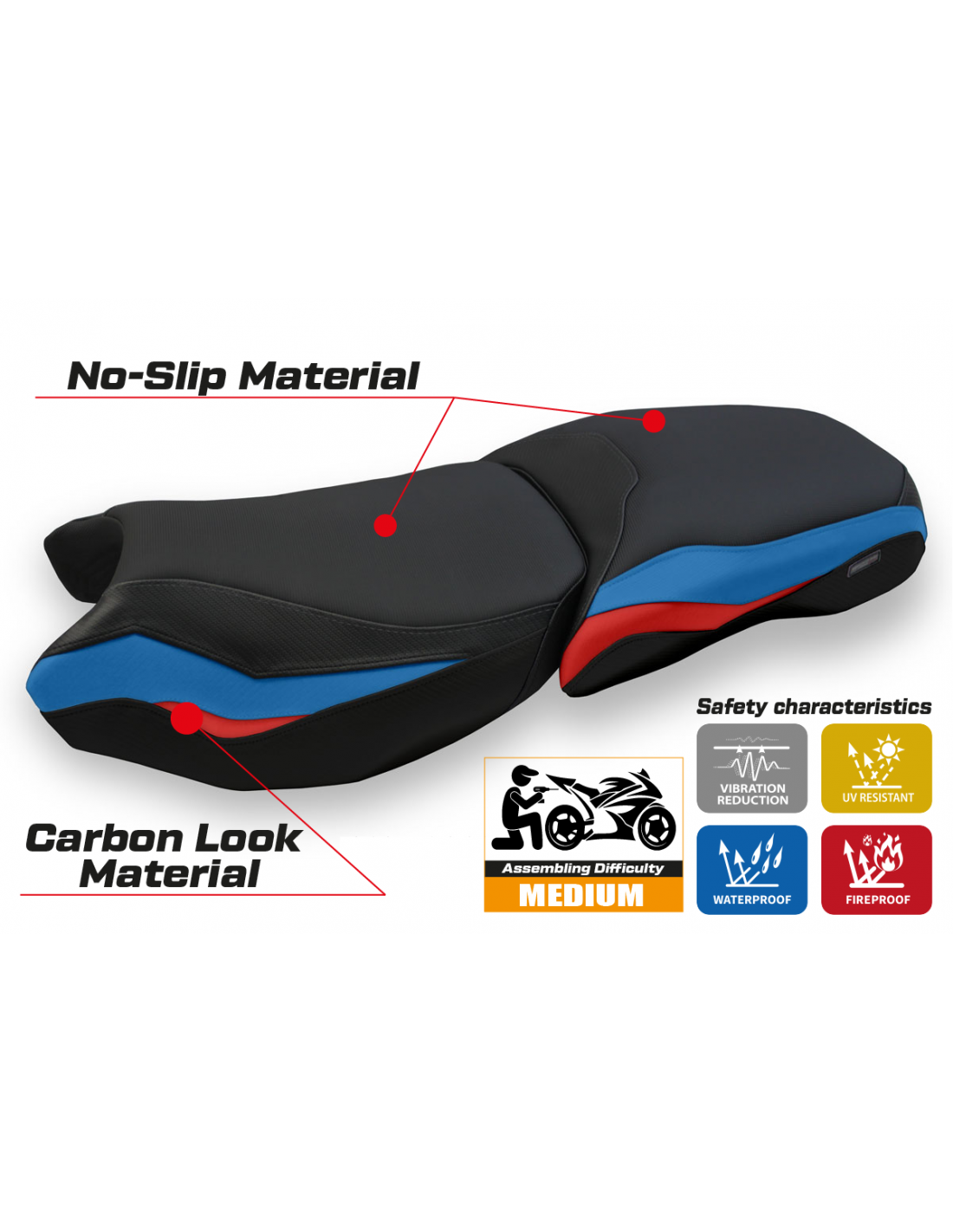 Funda de asiento compatible BMW R 1250 GS Adventure (19-24)  Modelo Baceno (NO INCLUYE ASIENTO)