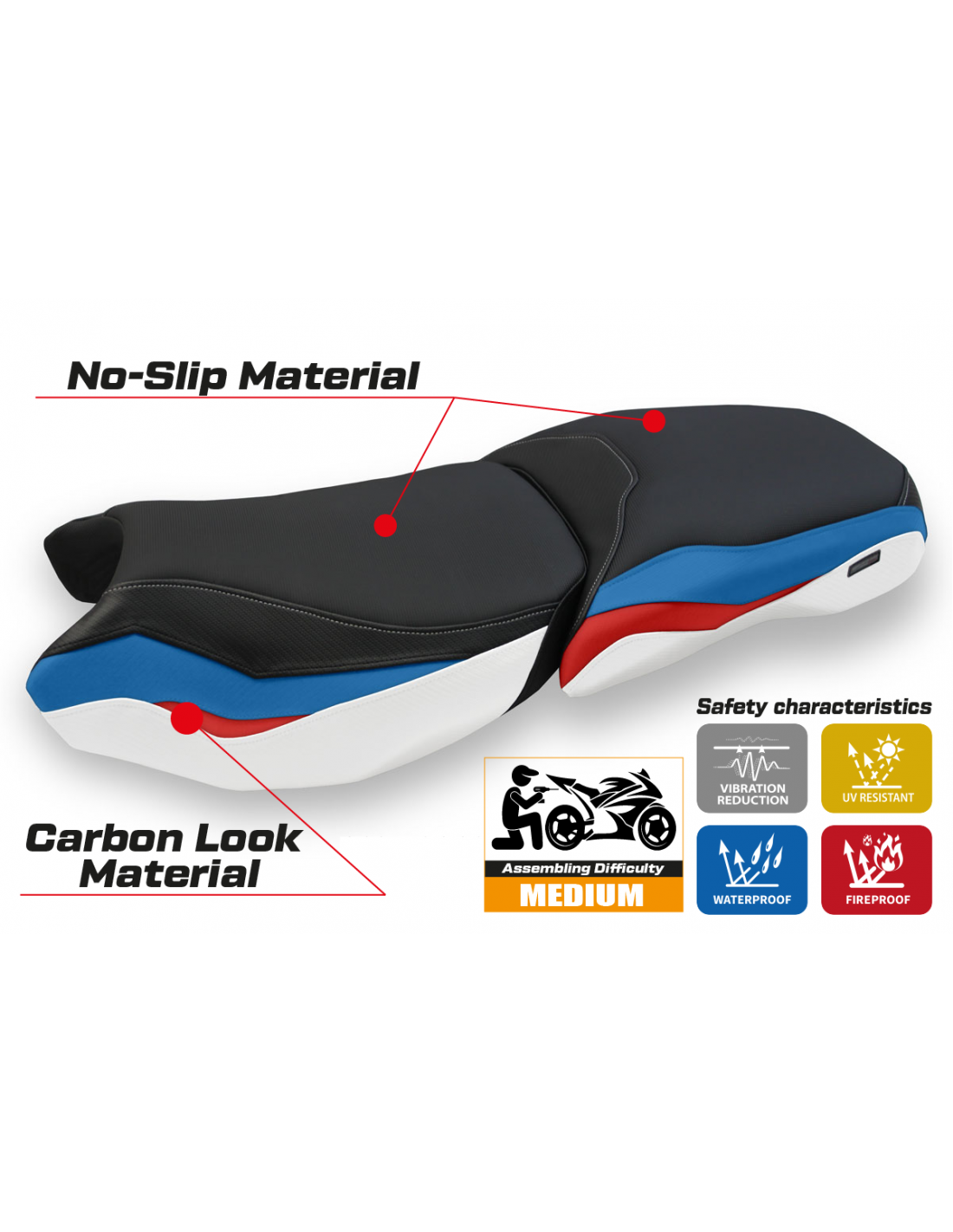 Funda de asiento compatible BMW R 1250 GS Adventure (19-24)  Modelo Baceno (NO INCLUYE ASIENTO)