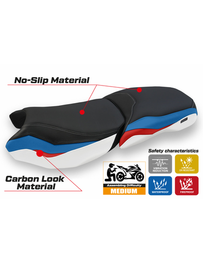 Funda de asiento compatible BMW R 1250 GS Adventure (19-24)  Modelo Baceno (NO INCLUYE ASIENTO)