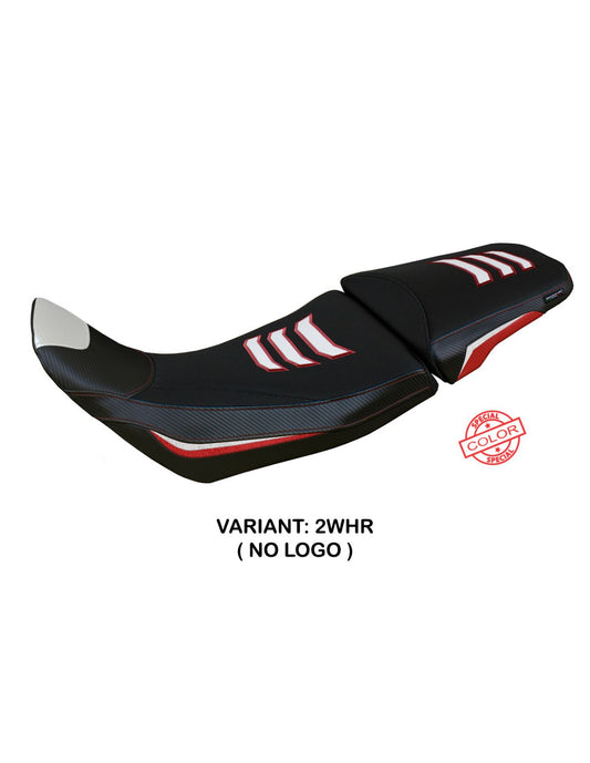 Funda de asiento compatible Honda Africa Twin 1100 (20-24)  Modelo Deline, Color Blanco/Rojo, Color Especial (NO INCLUYE ASIENTO)