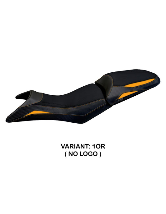 Funda de asiento compatible KTM 790 Adventure S (19- 20)  Modelo Milo, Color Negro-Naranja (NO INCLUYE ASIENTO)