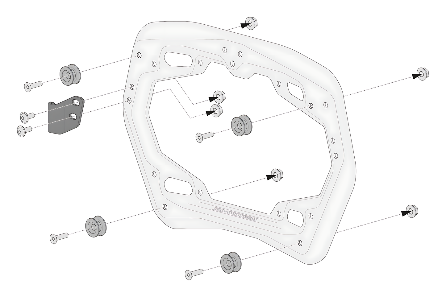 Kit adaptador para soporte lateral PRO Para maletas TRAX, NANUK. Para 2 maletas.