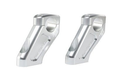 Acercador de manillar Ø 28 mm. Eleva 20 mm. Acerca 30 mm. Plateado.