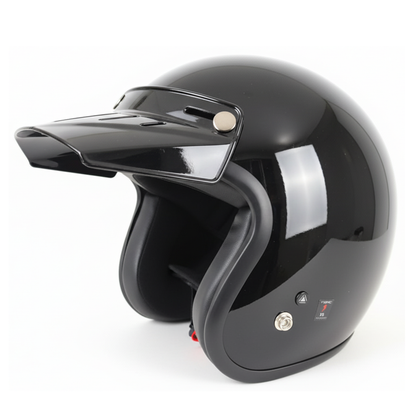 Casco Torc 3/4 Del Mar Negro Brillante