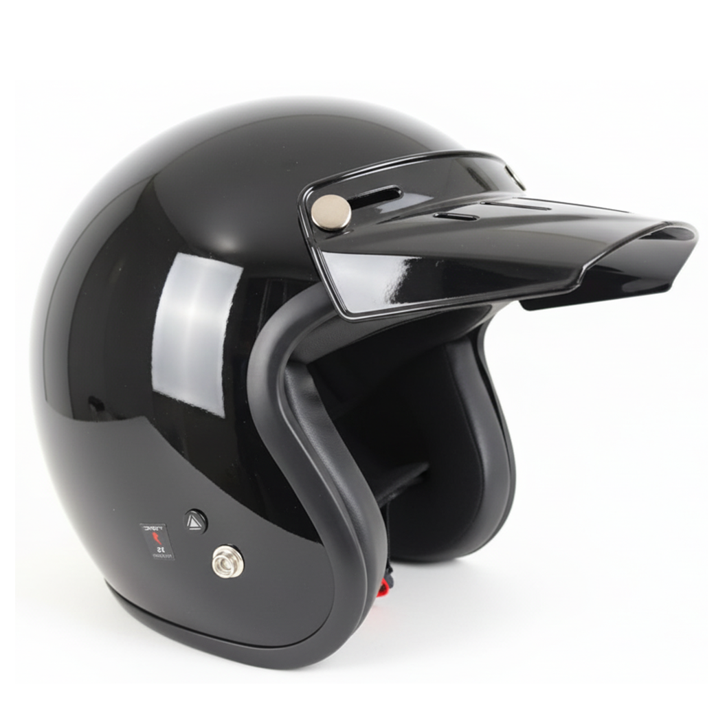 Casco Torc 3/4 Del Mar Negro Brillante