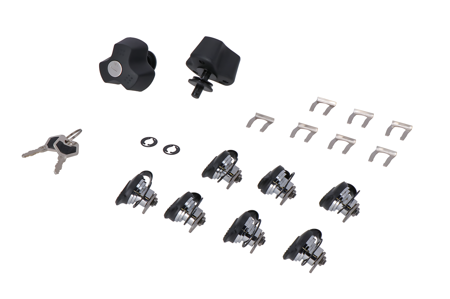 Juego de bombín TRAX con sistema antirobo PRO Juego de 9 cerraduras/2 llaves. Sistema antirobo.