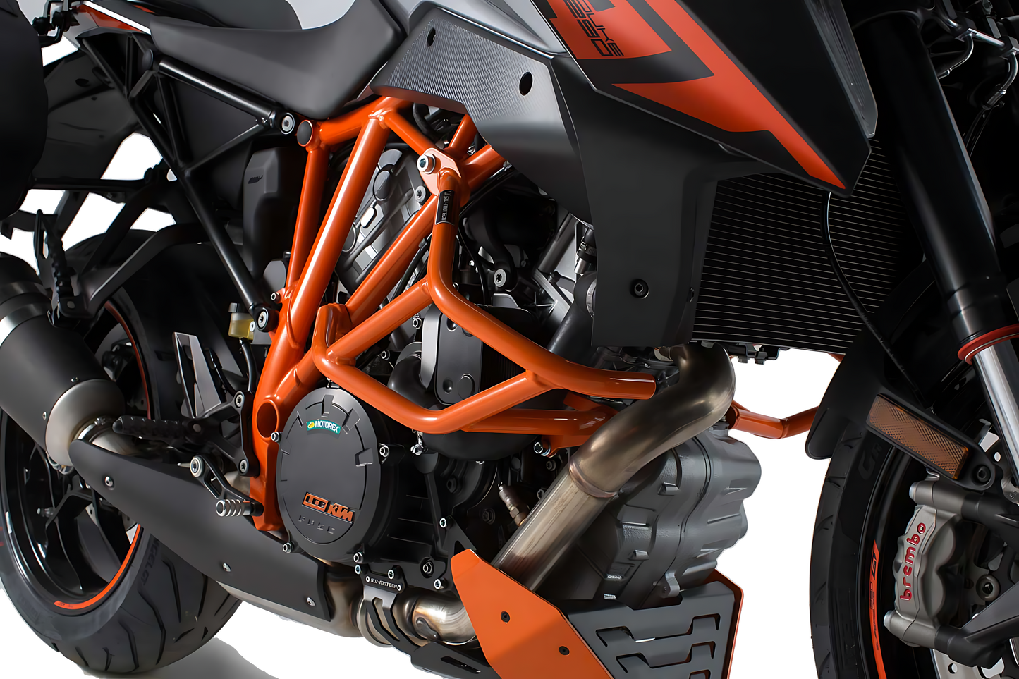 Protecciones laterales de motor Naranja. KTM 1290 Super Duke R / GT.
