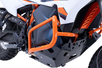Protecciones laterales de motor Naranja. KTM 790 Adv (23-), 890 Adv/R (22-).