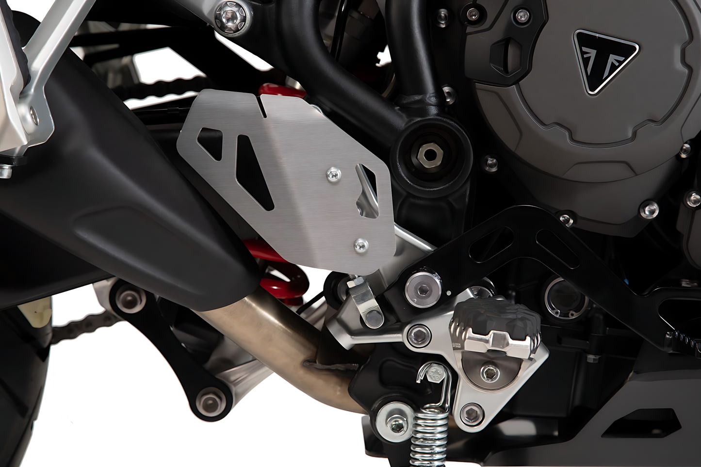 Protector de talón derecho Plateado. Triumph Tiger 900/GT/Rally/Pro (19-23).