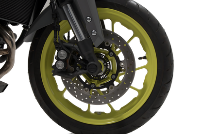 Kit de topes anticaidas para el eje delantero Negro. MT-09 / Tracer 900 / YZF-R7, Aprilia.