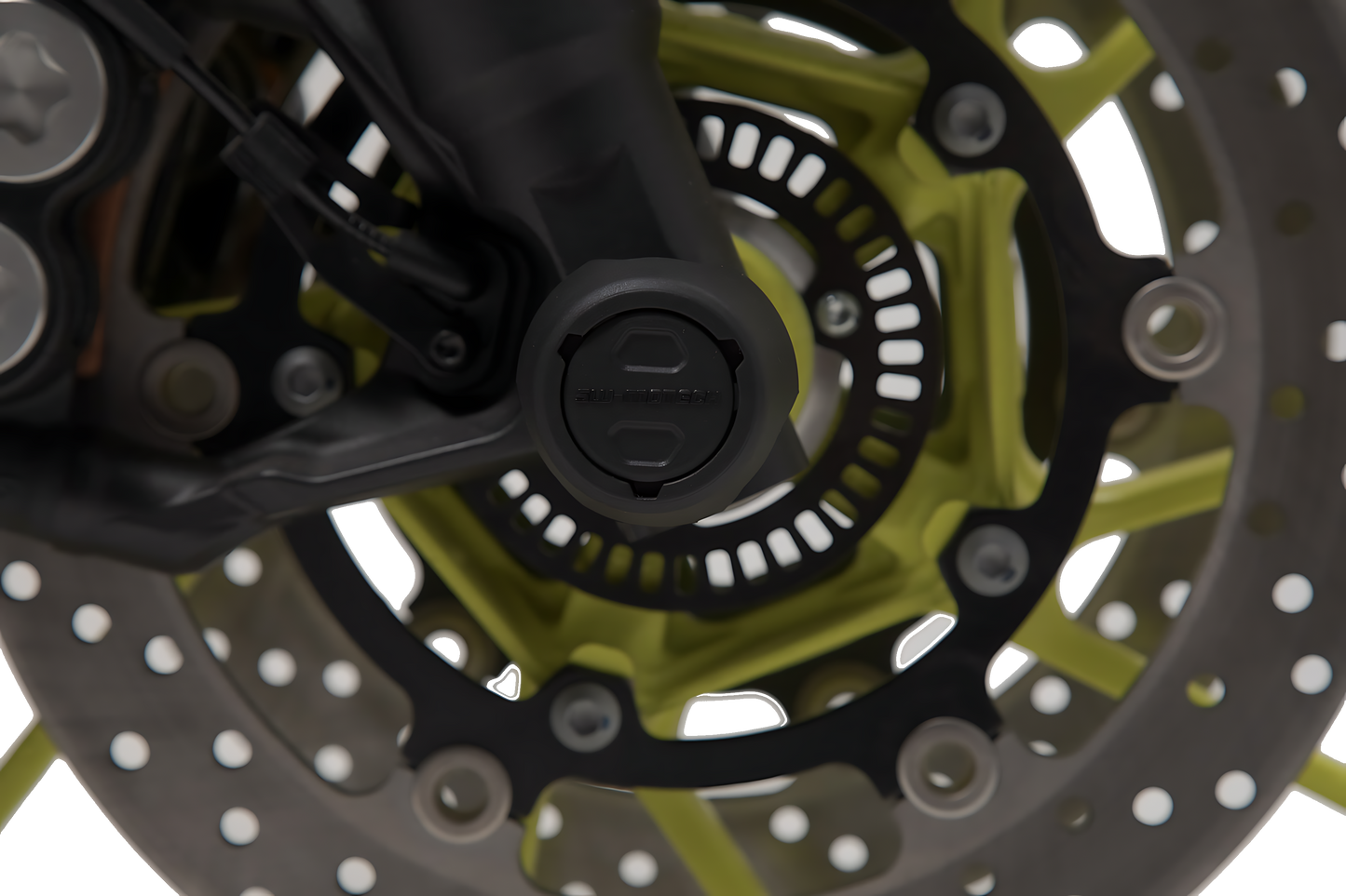 Kit de topes anticaidas para el eje delantero Negro. MT-09 / Tracer 900 / YZF-R7, Aprilia.