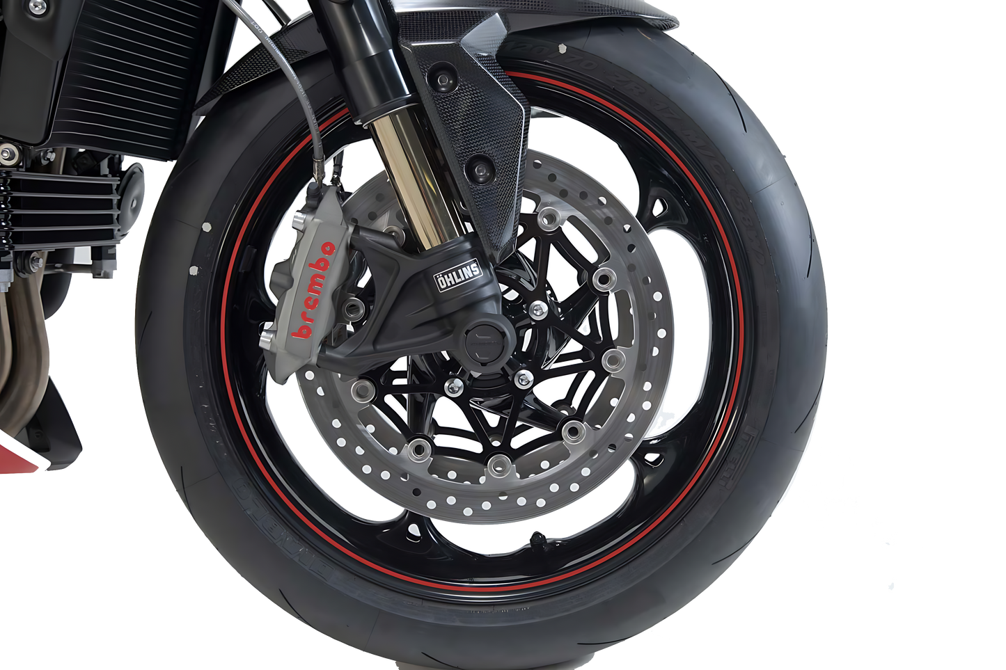 Kit de topes anticaidas para el eje delantero Negro. Modelos Tiger 800  / Speed Triple / Ténéré.