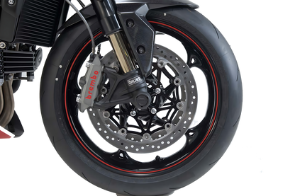 Kit de topes anticaidas para el eje delantero Negro. Modelos Tiger 800  / Speed Triple / Ténéré.