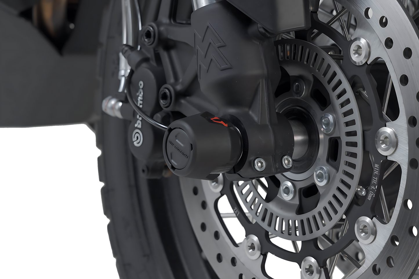 Kit de topes anticaidas para el eje delantero Negro. Moto Morini X-Cape 650 (21-).