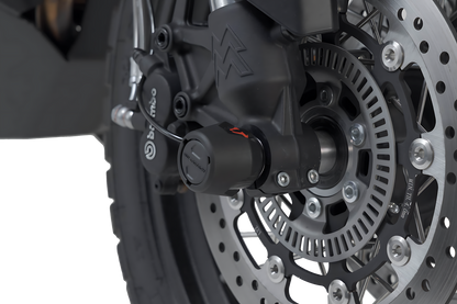 Kit de topes anticaidas para el eje delantero Negro. Moto Morini X-Cape 650 (21-).