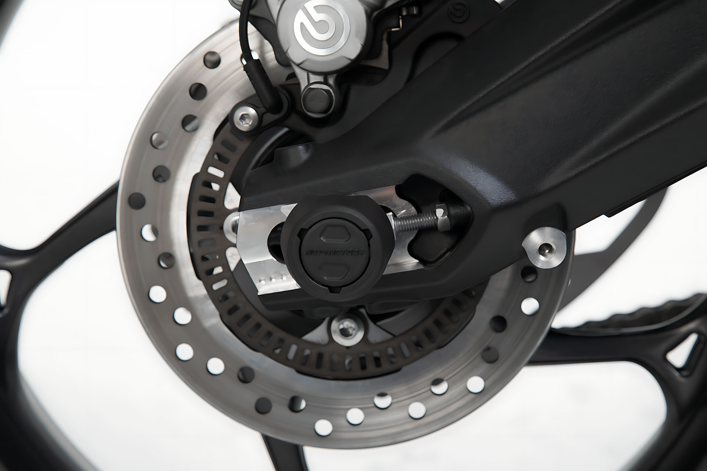 Kit de topes anticaidas para el eje trasero Negro. Yamaha MT-09 (13-16)/Tracer, XSR900/Abar.
