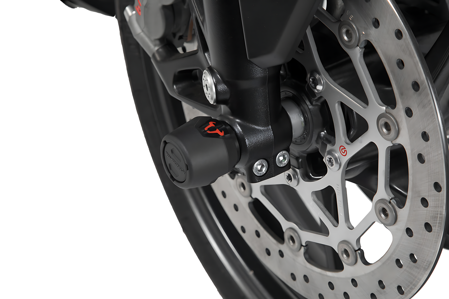 Kit de topes anticaidas para el eje delantero Negro. Suzuki GSX-S750 (16-), V-Strom 800DE (22-).