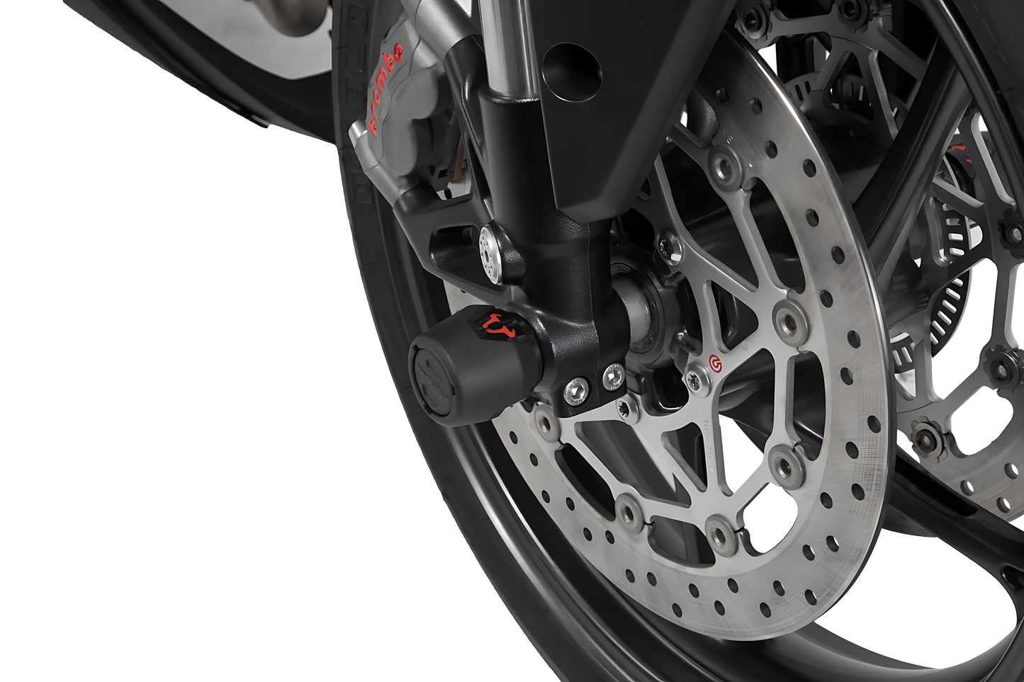 Kit de topes anticaidas para el eje delantero Negro. Suzuki GSX-S750 (16-), V-Strom 800DE (22-).