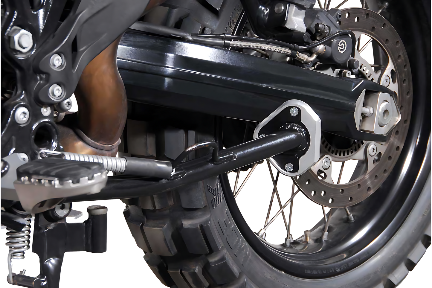 Extension para caballete lateral Negro/plateado. BMW F 800 GS/Adv, Husqvarna TR650.