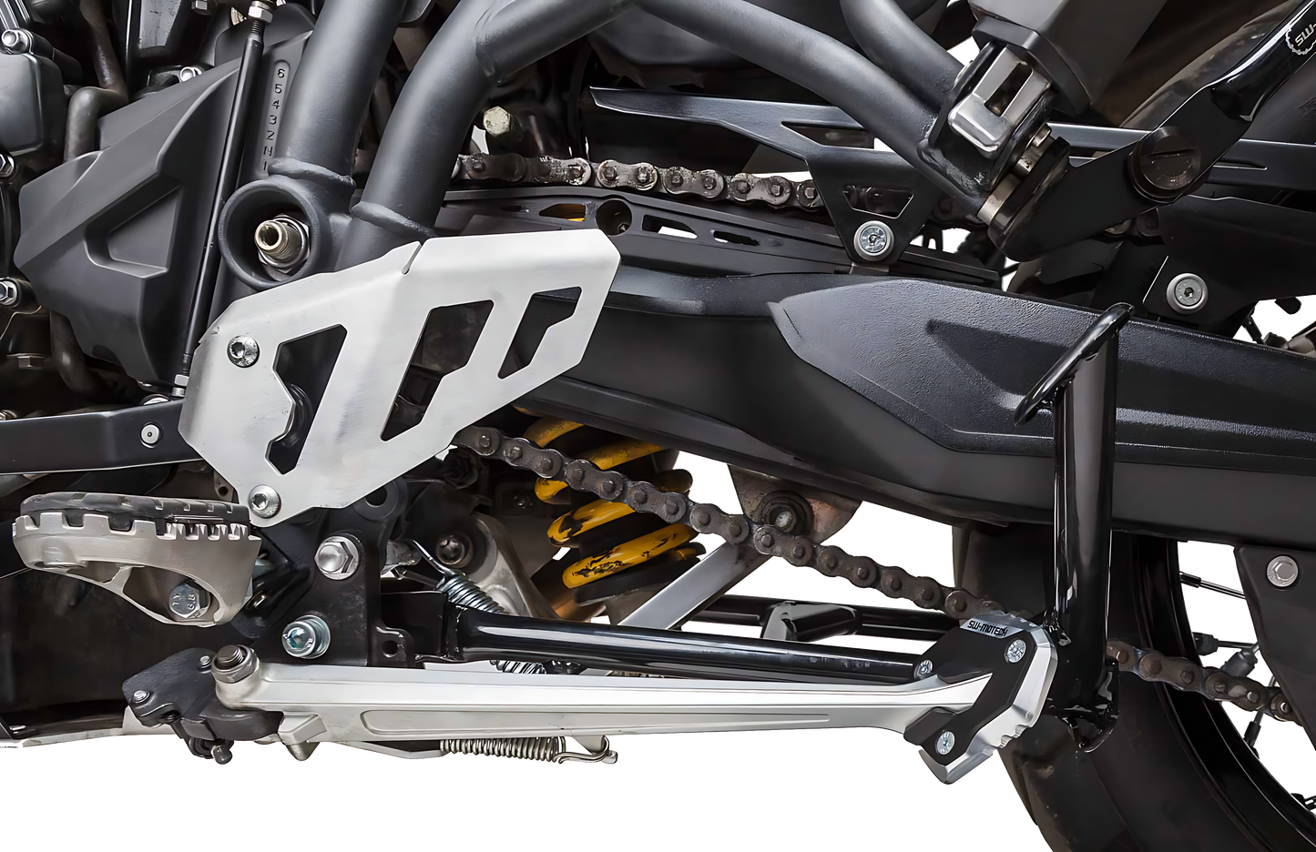 Extension para caballete lateral Negro/plateado. Para modelos Tiger 800 (10-17).