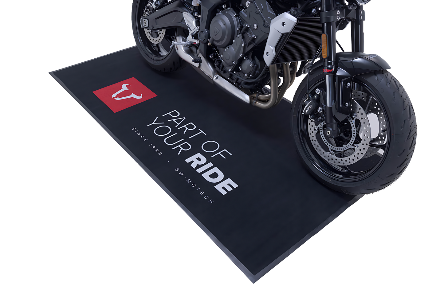 Alfombrilla para motocicleta de SW-MOTECH 2,0 x 1,0 m Rectangular. Negro. Blanco/rojo.